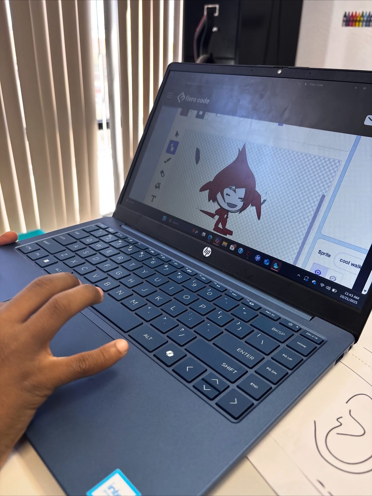 Student animating a character in a coding class at Promise Land Academy